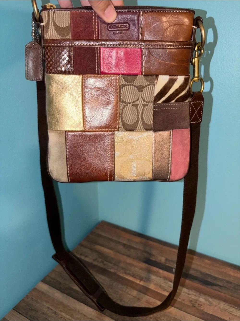 COACH Patchwork Leather Crossbody Bag - Multicolor- Certificate of Authenticity